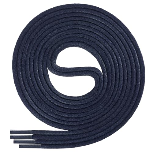 Di Ficchiano gewachste runde Schnürsenkel dunkelblau, Schuhband, Laces, Durchmesser 2-4 mm für Businessschuhe, Anzugschuhe und Lederschuhe Farbe: navy Länge: 140cm von Di Ficchiano