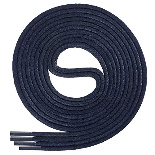 Di Ficchiano gewachste runde dunkelblaue Schnürsenkel, Schuhband, Laces, Durchmesser 2-4 mm für Businessschuhe, Anzugschuhe und Lederschuhe Farbe: navy Länge: 190cm von Di Ficchiano