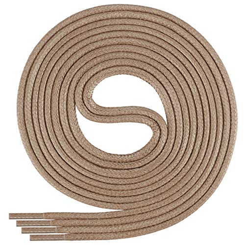 Di Ficchiano gewachste runde beige Schnürsenkel, Schuhband, Laces, Durchmesser 2-4 mm für Businessschuhe, Anzugschuhe und Lederschuhe Farbe: beige.V05 Länge: 110cm von Di Ficchiano