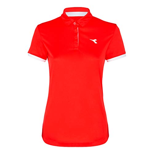 Diadora Damen, Court Polo Rot, Weiß, L Oberbekleidung, L von Diadora