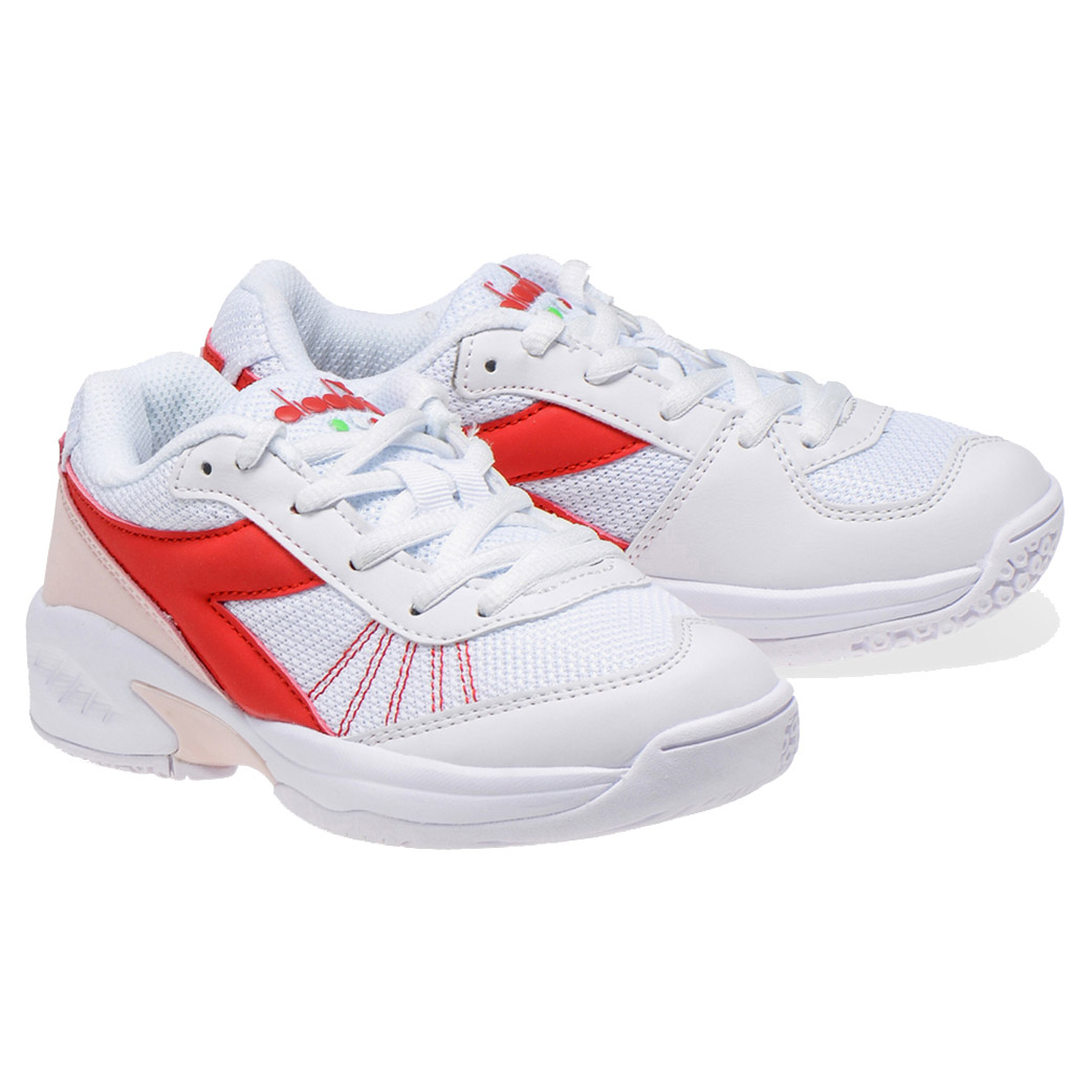 Diadora Kinder Unisex Challenge 3 JR Tennisschuh Hallenschuhe Weiß/Rot von Diadora