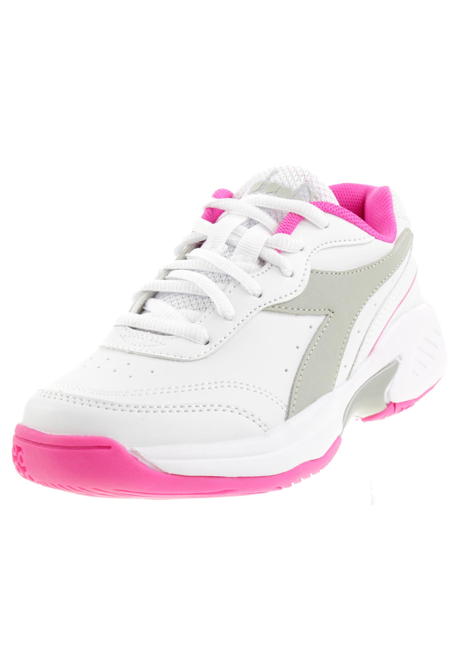 Diadora Kinder Unisex Challenge 4 SL JR Tennisschuh Hallenschuhe Weiß/Pink Diadora Kinder Unisex Challenge 4 SL JR Tennisschuh Hallenschuhe Weiß/Pink von Diadora