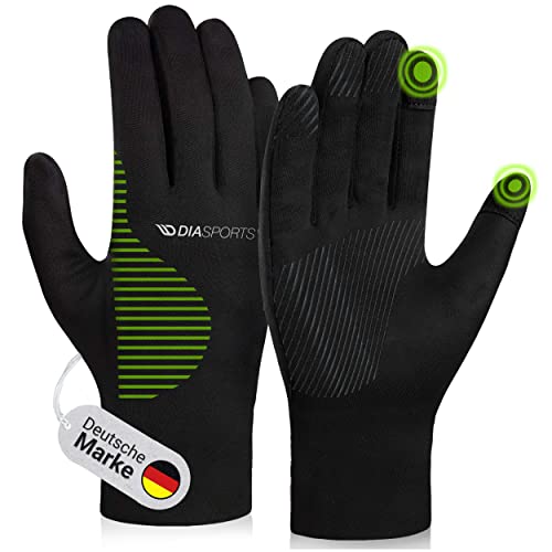 Diasports Handschuhe Herren & Damen | Touchscreen Laufhandschuhe | Fahrradhandschuhe mit Anti-Rutsch | Winterhandschuhe Outdoor | Fußball Handschuhe Sport | Dünne Winter Thermohandschuhe Grün, M von Diasports