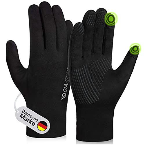 Diasports Handschuhe Herren & Damen | Touchscreen Laufhandschuhe | Fahrradhandschuhe mit Anti-Rutsch | Winterhandschuhe Outdoor | Schwarze Handschuhe Sport | Dünne Winter Thermohandschuhe Schwarz, M von Diasports