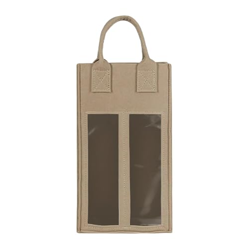 Dickly 2 Flaschen Weingeschenktbeutel Weinträger Tasche Wasser Tragbarer Champagner Weinbeutel für 2 Flaschen für Partys Hochzeitsreisen, Beige von Dickly