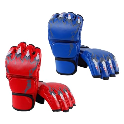 Dickly 2 Paar MMA-Handschuhe, Kampfsporthandschuhe, halbe Finger, Handschuhe, Boxhandschuhe für Boxsack, Rot und Blau Dickly 2 Paar MMA-Handschuhe, Kampfsporthandschuhe, halbe Finger, Handschuhe, Boxhandschuhe für Boxsack, Rot und Blau von Dickly