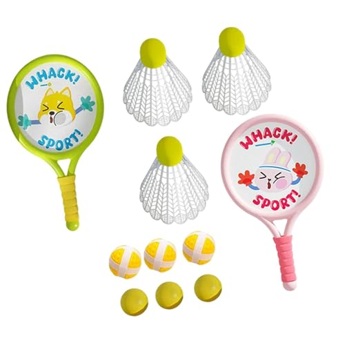 Dickly 2X Badmintonschläger für Kinder, Sportspielzeug mit Federbällen, Badminton Spielset, Robuste Badminton Federbälle für Rasenkinder, Enthält 9 Bälle von Dickly