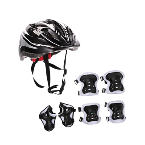 Dickly 7 Teile/Satz Kinder Fahrradhelm Skating Roller Schutz Kit Fahrradhelm für Multisportarten, Schwarz von Dickly