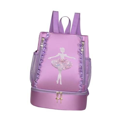 Dickly Balletttasche, Tanztasche, Kinderrucksack, Tasche, Rucksack, Ballettrucksack, Balletttanztasche für Mädchen, für Sport, Gymnastik, Schwimmen, Spitzendekor violett Dickly Balletttasche, Tanztasche, Kinderrucksack, Tasche, Rucksack, Ballettrucksack, Balletttanztasche für Mädchen, für Sport, Gymnastik, Schwimmen, Spitzendekor violett von Dickly