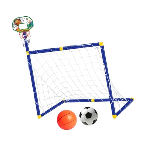 Dickly Basketballkorb mit Fußballtornetz, Fußballtor, Basketballständer, zusammenklappbar, mit Rahmen-Set für Outdoor, Kinder, Grün von Dickly