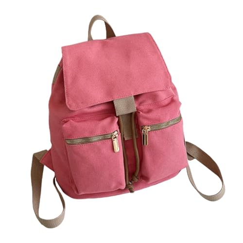 Dickly Canvas-Rucksack für Pendler, College-Rucksack, Studenten-Büchertasche, lässiger Tagesrucksack, ROSA von Dickly