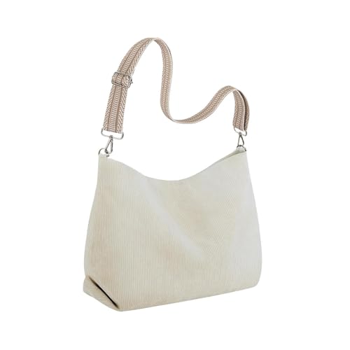 Dickly Damen-Umhängetasche, Trendige Hobo-Handtasche für den Weg zur Arbeit, Outdoor-Shopping, Beige von Dickly