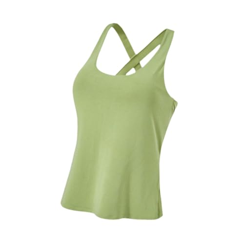 Dickly Damen Yoga Tank Top Workout Athletic Tank Vielseitige Pilates Bequeme Gym Kleidung Elastischer Trainings Gepolsterter BH Laufweste, Green L von Dickly