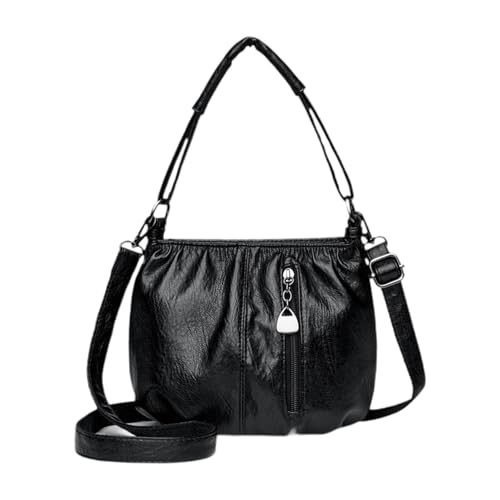 Dickly Hobo-Tasche für Damen, PU-, weich, tragbar, große Kapazität, Tragetasche, Damenhandtasche, Schwarz von Dickly