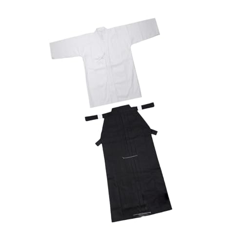 Dickly Japanisches Kendo-Uniform-Set, bequemes Kendo-Hakama, traditionelles Samurai-Outfit, Weiß und Schwarz, 165 cm von Dickly