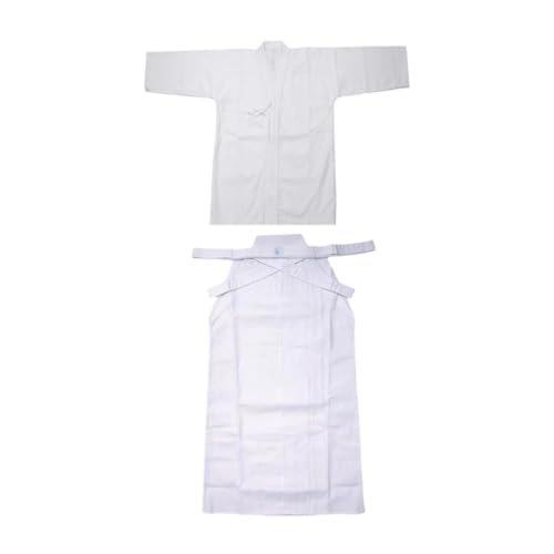Dickly Japanisches Kendo-Uniform-Set, bequemes Kendo-Hakama, traditionelles Samurai-Outfit, Weiß und Weiß, 170CM Dickly Japanisches Kendo-Uniform-Set, bequemes Kendo-Hakama, traditionelles Samurai-Outfit, Weiß und Weiß, 170CM von Dickly