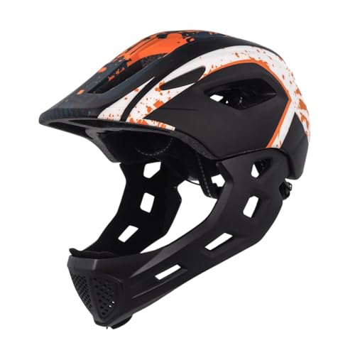 Dickly Kinder Fahrradhelm Fahrradhelm Stoßdämpfende Lieferungen Integralhelm für Rennrad Mädchen Mountainbike Rollschuhlaufen, Schwarz Orange Weiß von Dickly