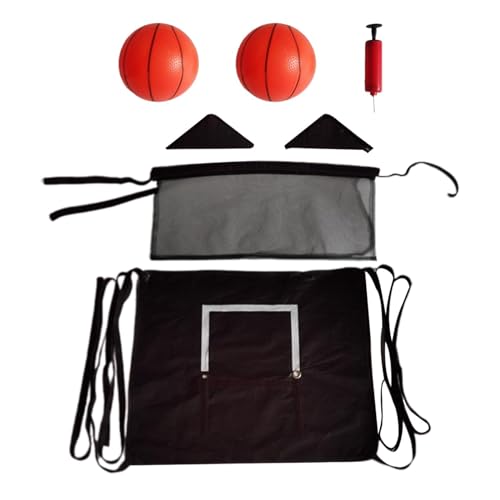 Dickly Mini-Basketballkorb für Trampolin mit Sicherheitsnetz mit Verbindungsseilen inkl. kleinem Basketball-Outdoor-Korbspiel, 2 Bälle von Dickly