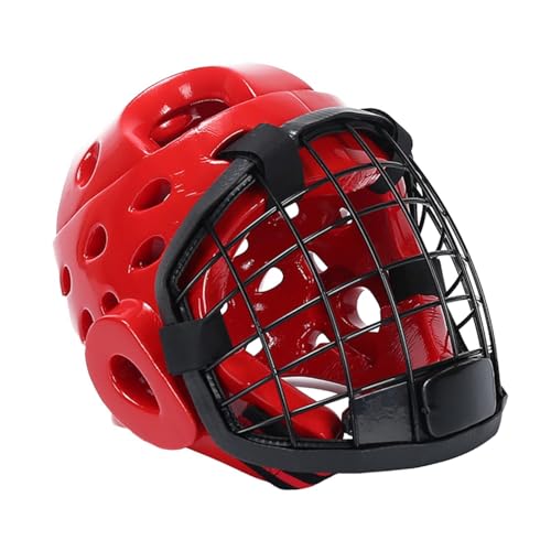 Dickly Premium Schutz für Den Kopf bei Kampfsportarten Robuster Helm für Eishockey Und Taekwondo, L Rot von Dickly