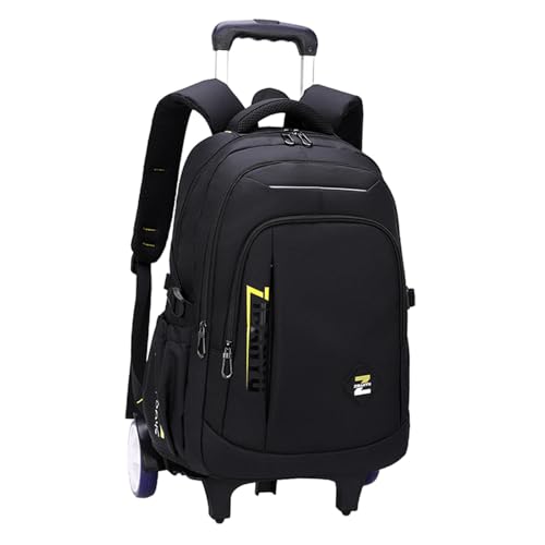 Dickly Rollrucksack Laptop-Rucksack mit Rollen Tragbarer Trolley-Koffer aus Nylon Computer-Rucksack für Reisen Camping Business Erwachsene, Gelb 2 Großes Rad von Dickly