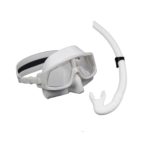 Dickly Schnorchelset Taucherbrille für Erwachsene mit Nasenschutz Verstellbares Band Auslaufsichere Freediving Schwimmbrille Schwimmmaske Tauchmaske, Weiß von Dickly