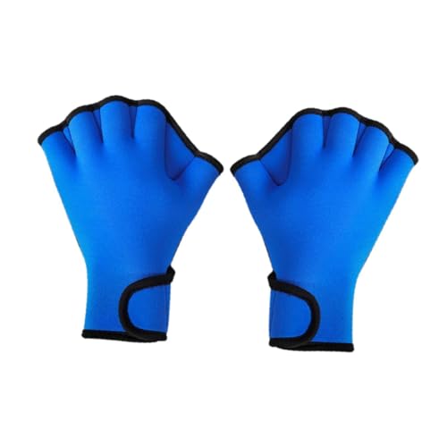Dickly Schwimmhandschuhe mit Schwimmhäuten, Fingerlose Handschuhe, einfach zu verwendende, verstellbare, wasserdichte Tauchhandschuhe zum Tauchen, Surfen, , Blau, l von Dickly