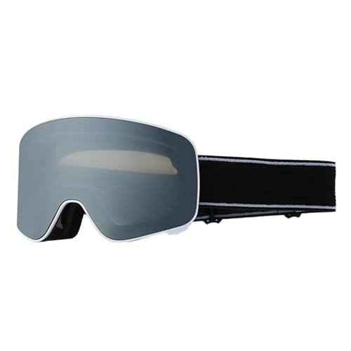 Dickly Skibrille, Brille mit verstellbarem Riemen, Outdoor-Sport, Schneebrille, Skibrille für Snowboarden, Radfahren, Motorrad, Schwarz-weißer Rahmen von Dickly