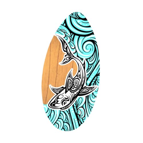 Dickly Skimboard Holz Skim Board Skimboarding 35 Zoll Wassersport Surfbrett Strand Sandbrett für Jungen Mädchen Teenager Erwachsene, Sprühhai von Dickly