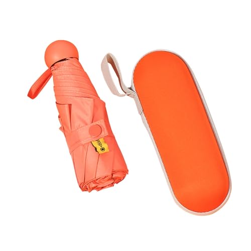 Dickly Sonnenschirm Regenfest Leichtgewicht mit schwarzer Beschichtung für Handtasche Taschenschirm, Orange von Dickly