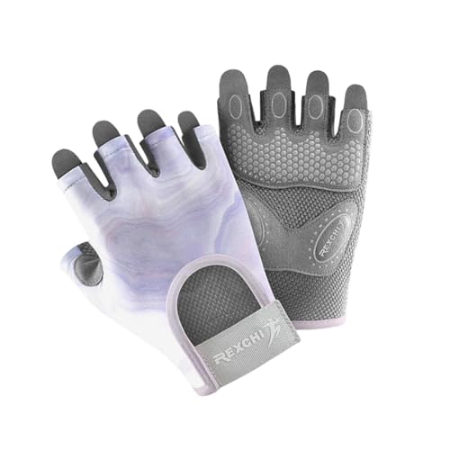 Dickly Sport Halbfingerhandschuhe Radfahren Fahrradhandschuhe Männer Frauen Gym Sport Trainingshandschuhe Fahrradhandschuhe für Rudern Klettern, lila von Dickly