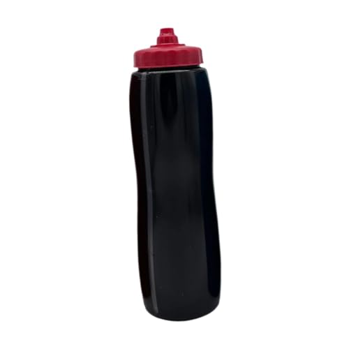 Dickly Sport-Wasserflasche, Trinkflasche für Frauen und Männer, Wasserkrug, Wasserbecher, Quetschflasche für Baseball, Hockey, Fitnessstudio, Sport, Fußball, Schwarzer Kurzmund von Dickly