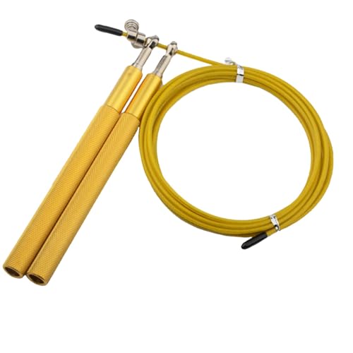 Dickly Springseil Speed Jump Rope 118 Zoll Länge verstellbar Kinder Erwachsene Boxen Fitness Personal Training Equipment Springseil, Dünnes Gold von Dickly