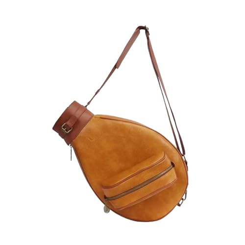 Dickly Tennisschläger-Rucksack, Tennis-Umhängetasche, PU-, große Kapazität, Schläger-Sporttasche, Brust-Schultertasche, Tennis-Gurttasche, Braun von Dickly