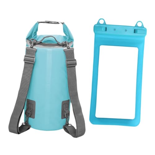 Dickly Wasserdichter Dry Bag-Rucksack, wasserdichte Aufbewahrungstasche mit Telefontasche, tragbarer, Leichter Rolltop-Sack für den Strand-Wasserpark, Blau von Dickly