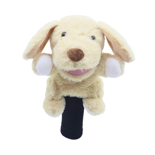 Dickly Weiche Plüschhund Golf Holz Fahrer Headcover -Hülle Golfausrüstung tragbares niedliches Golf Cue Protect Hülle, Gelb von Dickly