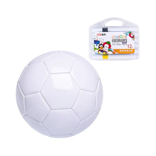 Dickly Weißen Fußball bemalen, Ihren Fußball bemalen, DIY-Übungsball, robuster Spielfußball mit Markern, als Geschenk für Jungen und Mädchen Dickly Weißen Fußball bemalen, Ihren Fußball bemalen, DIY-Übungsball, robuster Spielfußball mit Markern, als Geschenk für Jungen und Mädchen von Dickly