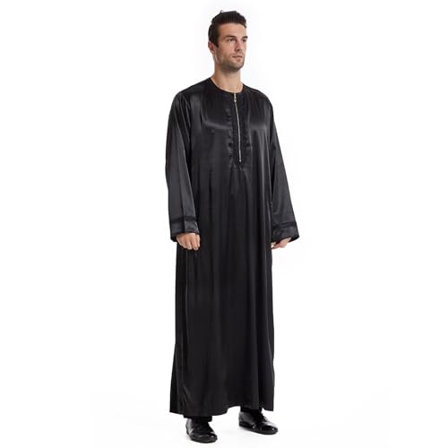 Abaya Männer,Afghanische Kleidung Khimar Abaya Set Retro Lose Kaftan Islamisch Royalty Dubai Abaya Lange Ärmel O-Ausschnitt Muslim Kandoura Tuniken Robe von Didadihu