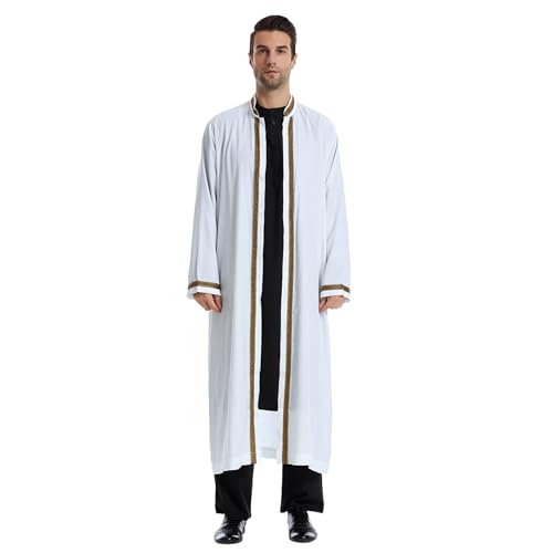 Abayas,Arabische Kleidung Herren Männer Abaya O-Ausschnitt Lange Ärmel Kandoura Muslim Retro Tuniken Lose Islamisch Royalty Dubai Abaya Kaftan Robe von Didadihu