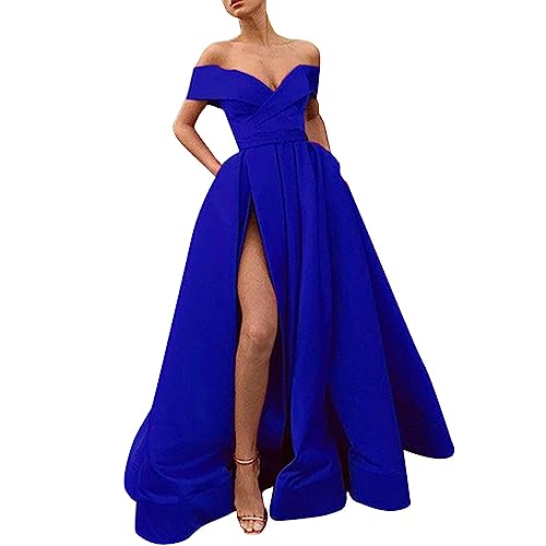 Abendkleider Damen Lang Mit Schlitz Abschlusskleid Ärmellos Tüll Abendkleide Brautjungfernkleider Off Shoulder Rückenfreies Cocktailkleid Ballkleid Jugendweihe A-Line,Blau,M Abendkleider Damen Lang Mit Schlitz Abschlusskleid Ärmellos Tüll Abendkleide Brautjungfernkleider Off Shoulder Rückenfreies Cocktailkleid Ballkleid Jugendweihe A-Line,Blau,M von Didadihu