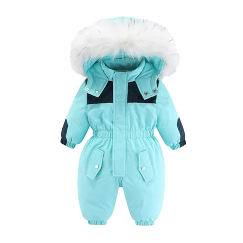 Baby Strampler Schneeanzug Winter Wollwalk Overall 86 92 104 110 Mit Kapuze Reißverschlüsse Skianzug Winteranzug Für Mädchen Jungen Kinder Softshellanzug,Sky Blue,3-4 Jahre von Didadihu