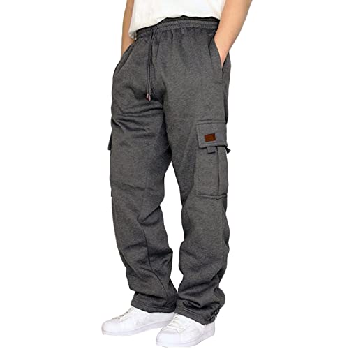 Baggy Hose Herren, Lang Outdoor Freizeithose Gym Verdickte Cordhose Winter Schlafanzughose Sport Breite Jogginghose Haushose Wanderhose Warm Thermo von Didadihu