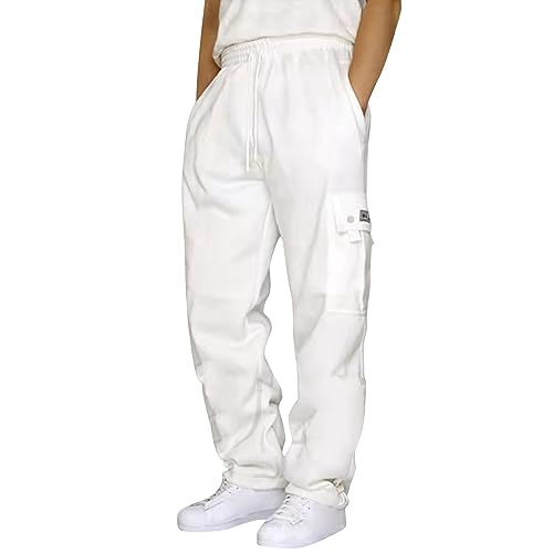 Baggy Jogginghose Hosen Graue Herren Sporthose Lang Jogger Pants Männer Herre Baumwolle Offener Beinabschluss Kanaken Style Weiße Y2k Hip Hop Hose Sweatpants Men von Didadihu