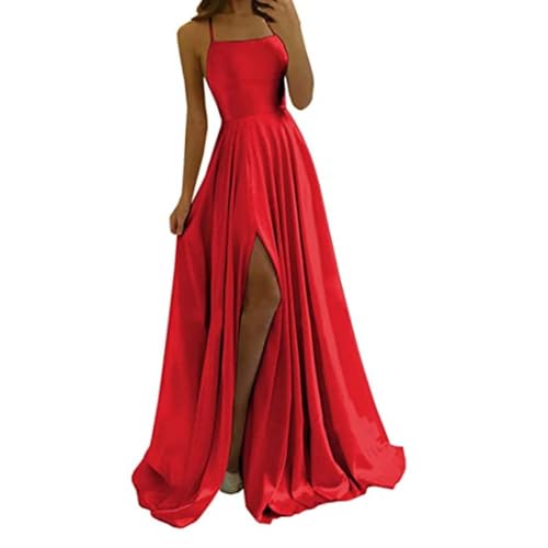 Ballkleider Damen Lang Ärmellos Partykleid Rückenfreies Chiffon Cocktailkleid Abschlusskleid Mit Schlitz Spaghettiträgern Abendkleide Jugendweihe Abschlussballkleid Neckholder,Rot,S Ballkleider Damen Lang Ärmellos Partykleid Rückenfreies Chiffon Cocktailkleid Abschlusskleid Mit Schlitz Spaghettiträgern Abendkleide Jugendweihe Abschlussballkleid Neckholder,Rot,S von Didadihu