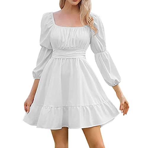 Damen Dresses Aesthetic Weißes Piratenkostüm Mini Piratenkleid Preppy Langarm a Linien Sexy Korsett Tüll Elegant Babydoll Feen Party Piratenbluse von Didadihu