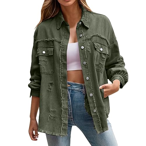 Damen Jeansjacke Locker Denim Jacke Langarm Oversize Übergangsjacke Mit Fledermausärmel Lose Mädchen Mantel Beiläufige Outwear Damen,03 Grün,M Damen Jeansjacke Locker Denim Jacke Langarm Oversize Übergangsjacke Mit Fledermausärmel Lose Mädchen Mantel Beiläufige Outwear Damen,03 Grün,M von Didadihu
