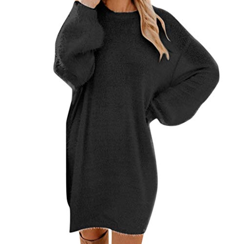 Damen Strickkleid Herbst Winter - Sweater Kleid Strickkleider Lang Wollkleid Pulli Kleid Elegant Pulloverkleid Strick Warme Longpullover Winterkleid Langarm Minikleid Sweater von Didadihu