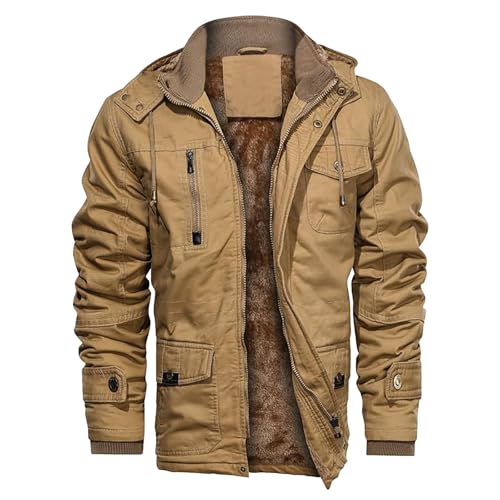 Dicke Herren Jacke Winter Fleecefutter Winddicht Outdoorjacke Teddyfleece Gefüttert Winter Warme Softshell Jacke Übergangsjacke Winterparka von Didadihu