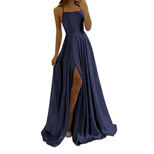 Abendkleid Damen Elegant Chiffon Brautjungfernkleider Ärmellos Neckholder Partykleid Ballkleider Spaghettiträgern Mit Schlitz Abschlusskleid Jugendweihe Prinzessin Rückenfreies,Marineblau,S Abendkleid Damen Elegant Chiffon Brautjungfernkleider Ärmellos Neckholder Partykleid Ballkleider Spaghettiträgern Mit Schlitz Abschlusskleid Jugendweihe Prinzessin Rückenfreies,Marineblau,S von Didadihu