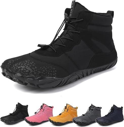 Didadihu Barfuss Schuhe Damen Outdoor Schwarz Fitnessschuhe Barfuss Wasserfeste Sportschuhe Winter Wanderschuhe Wildling 2023 Schuhe Winterbarfußschuhe Turnschuhe Gefüttert Leichte von Didadihu