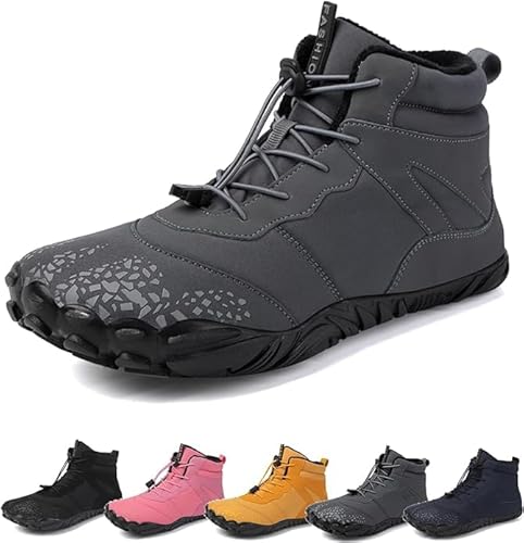 Didadihu Barfuss Schuhe Damen Wildling Warm Barfußschuhe Wasserdicht Schwarz Traillaufschuhe Barfuß Winterbarfußschuhe Gefüttert Bafuss Winterschuhe Abrollschuhe Winterbarfusschuhe Wasserfest Leder von Didadihu